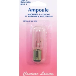 Ampoule 15w / 240 v baionnette longue - Couture loisirs