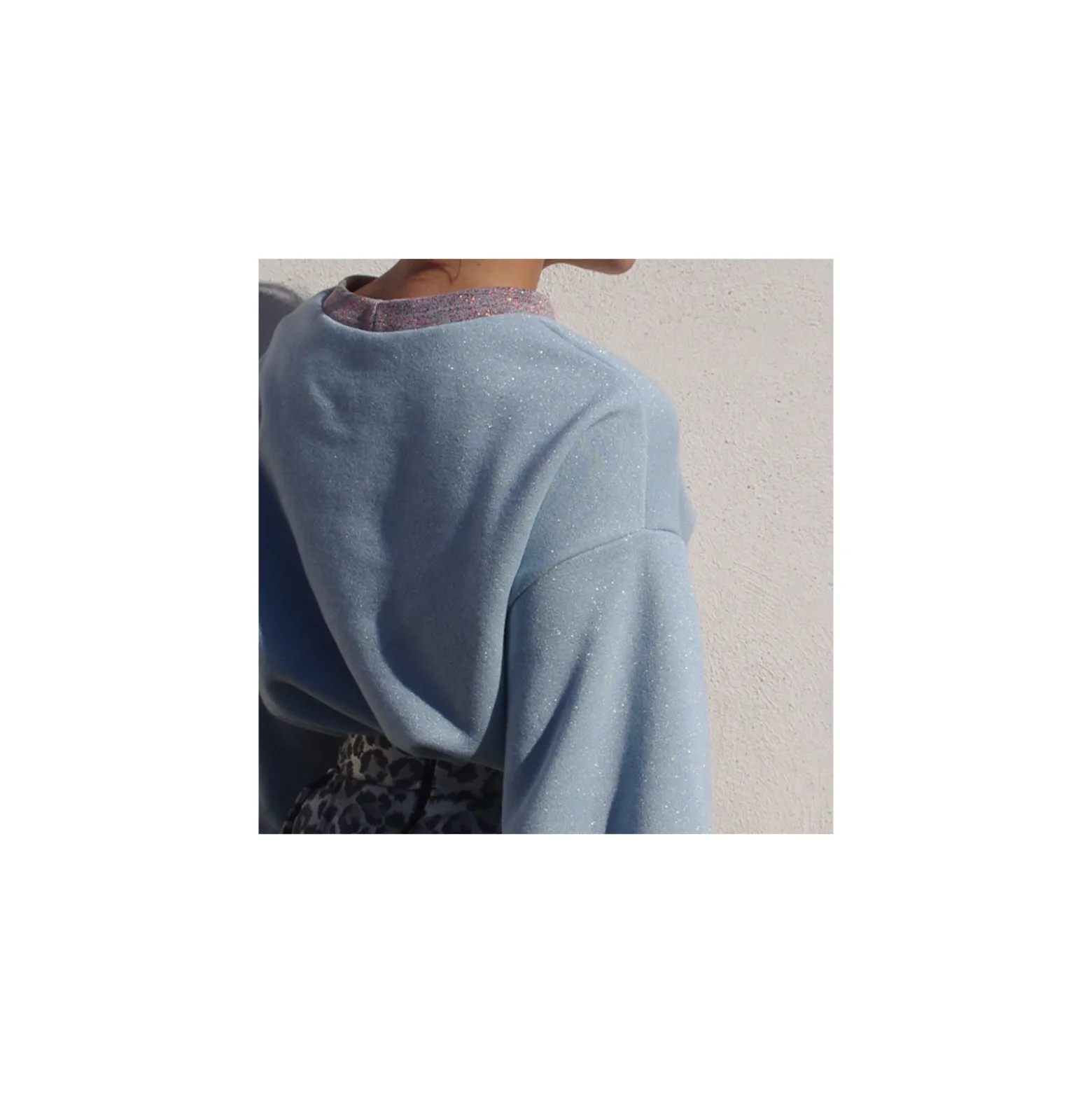 Bande fil lurex bord-côte kaki - lurex argent (1m)
