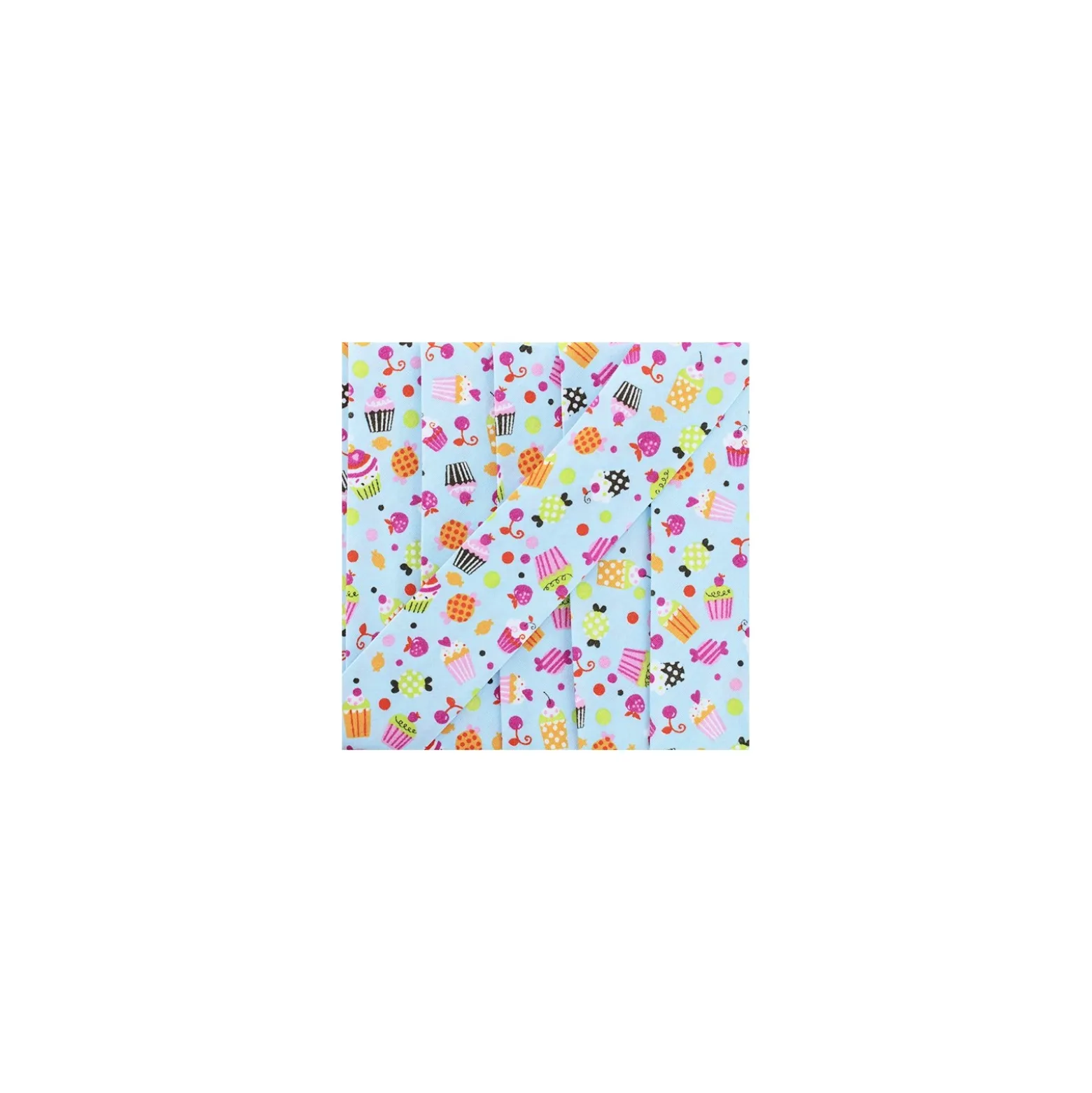 Biais Coton Bio Cupcake - Bleu Ciel