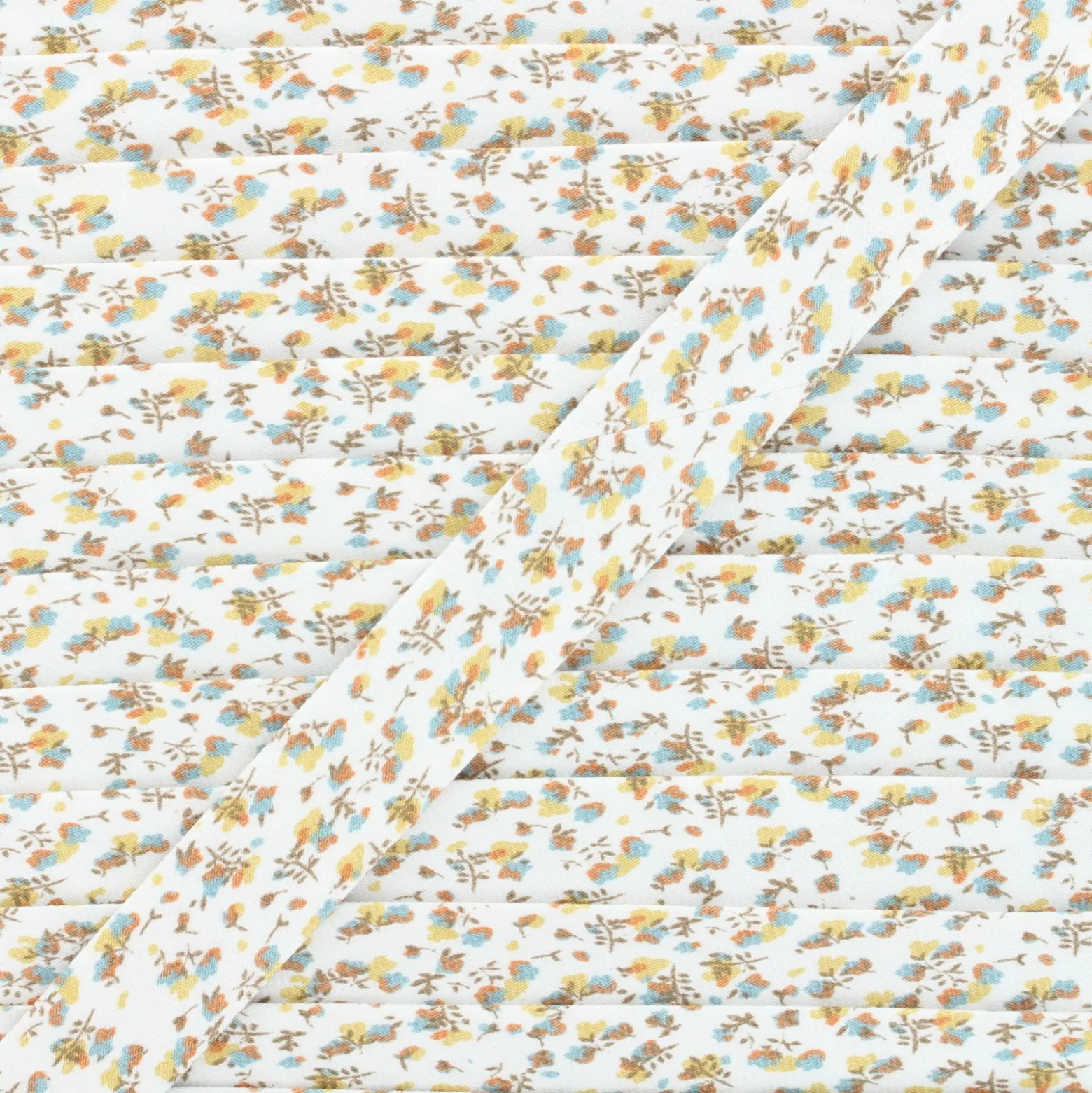 Biais coton Little flowers 20 mm - jaune moutarde