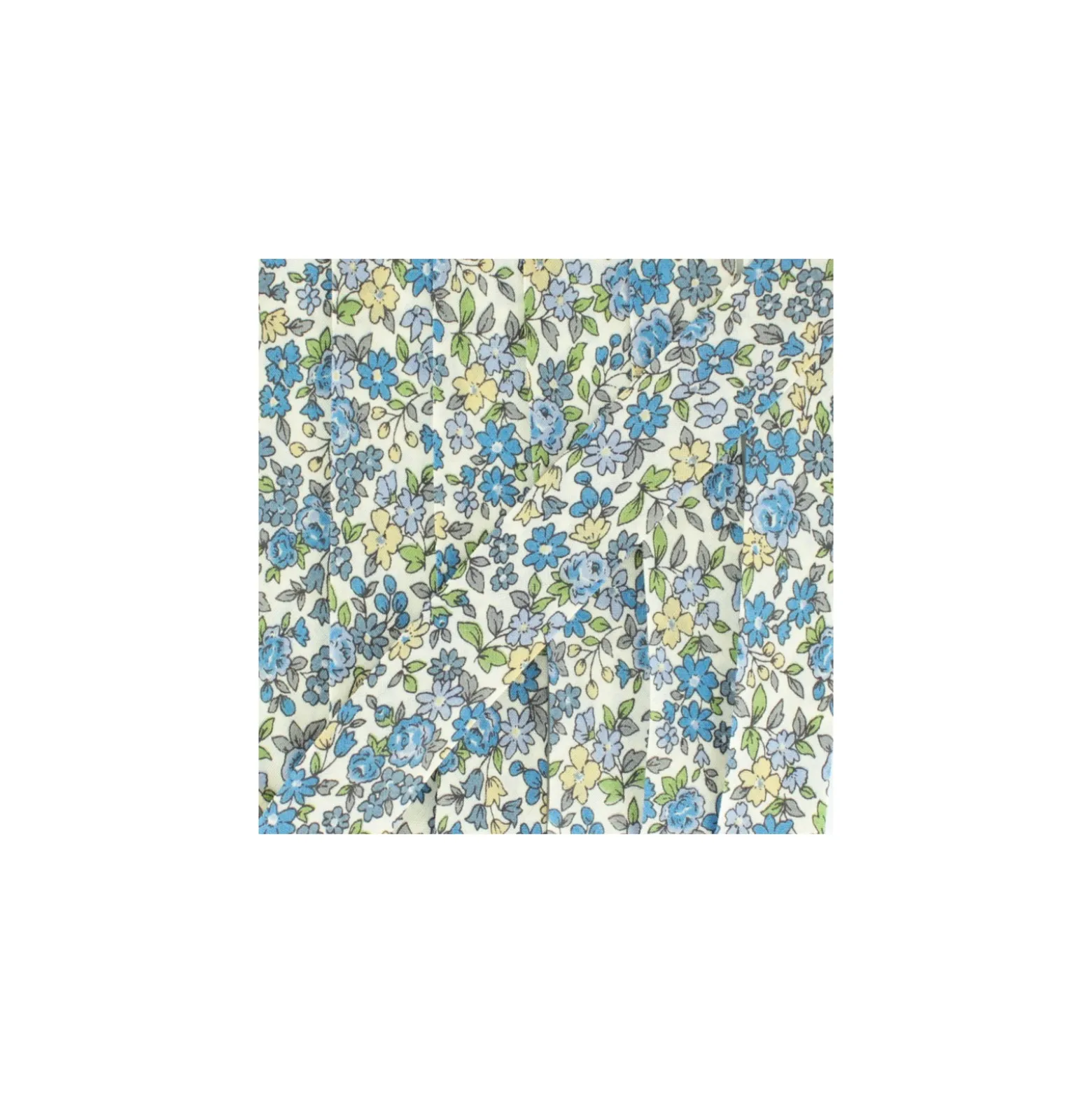 Biais fleuri C15 - bleu/écru