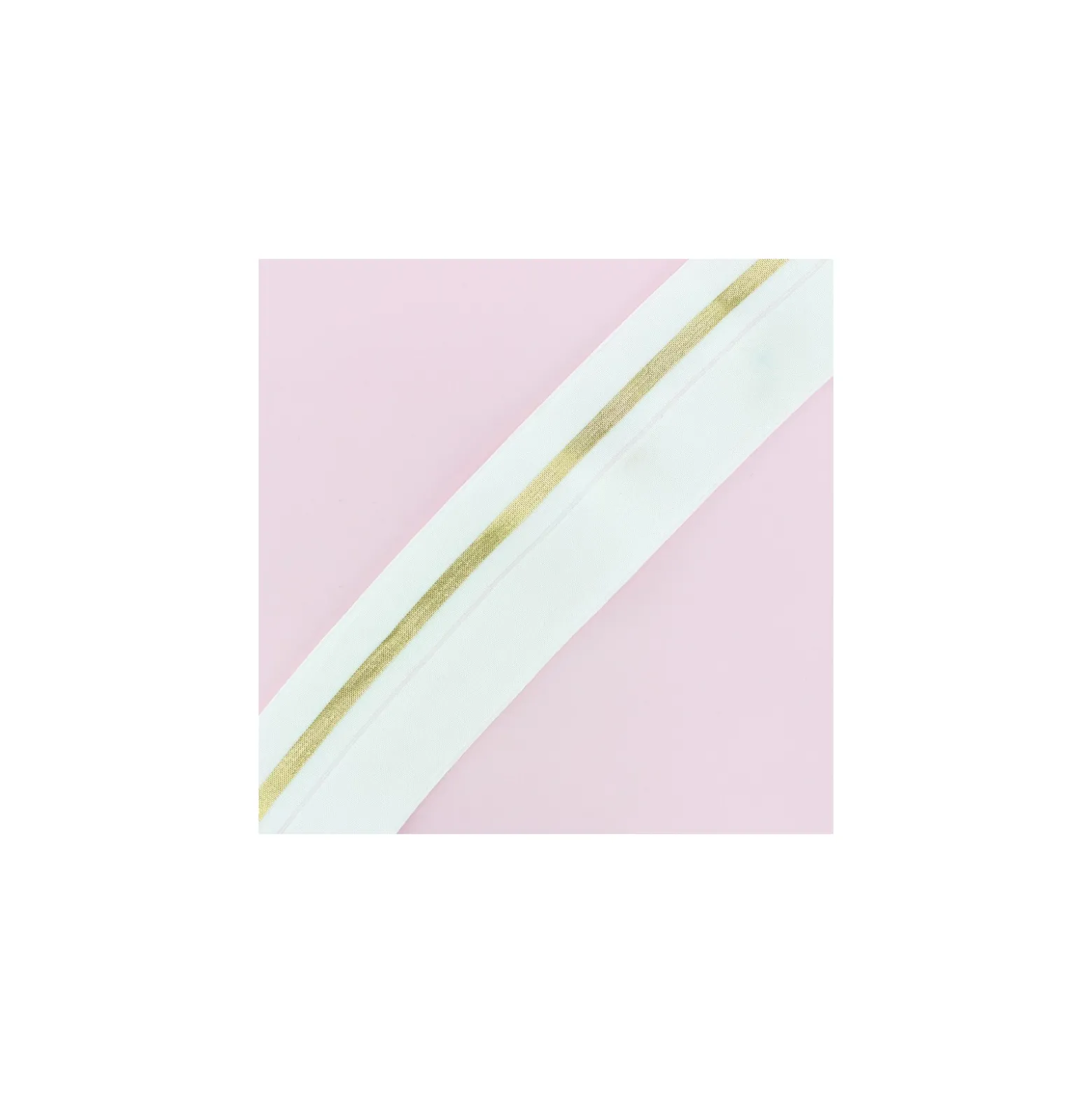 Biais élastique Zeda 20mm - Blanc/Doré x 50cm