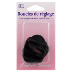Boucles de réglage 32 mm x 2pour sangle col.noir - Couture loisirs