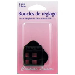 Boucles de réglage 25 mm x 2pour sangle col.noir - Couture loisirs