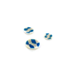 Bouton Damier Corne bleu