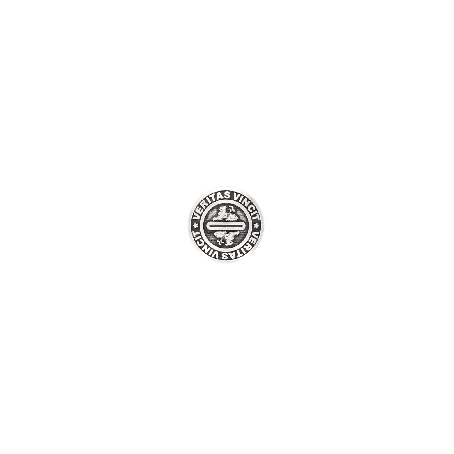 Bouton métal Veritas Vincit - vieil argent