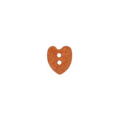 Bouton nacre coeur pailleté Liany 14 mm - orange