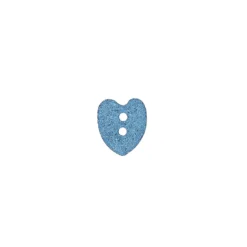 Bouton nacre coeur pailleté Liany 14 mm - bleu