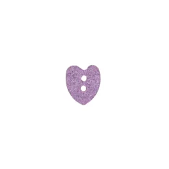 Bouton nacre coeur pailleté Liany 14 mm - violet