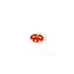 Bouton nacre Paquerette rouge