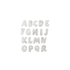 Bouton Polyester Alphabet Aspect Métal 18 mm - Argent