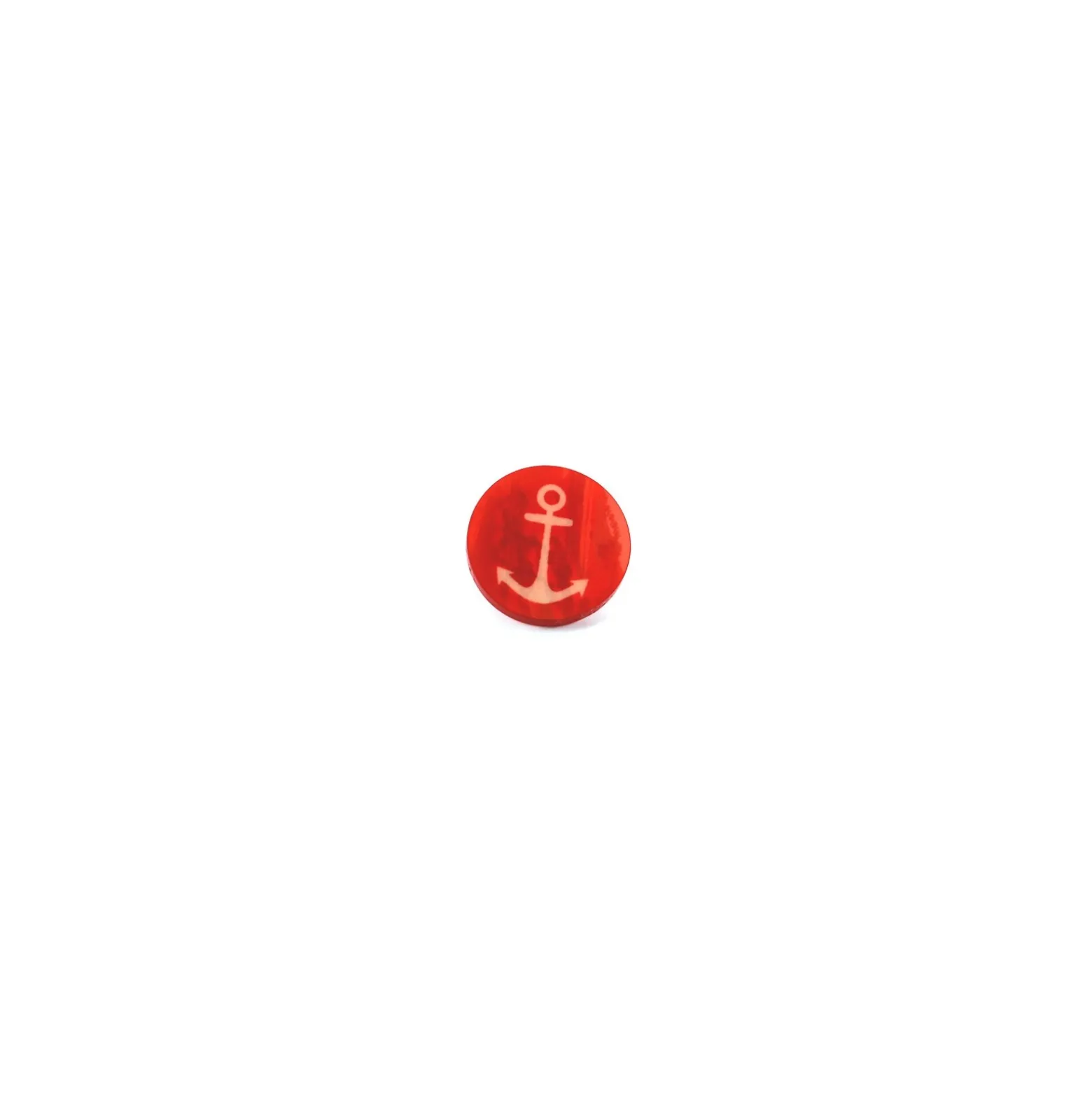 Bouton polyester Aspect nacré imprimé ancre - rouge