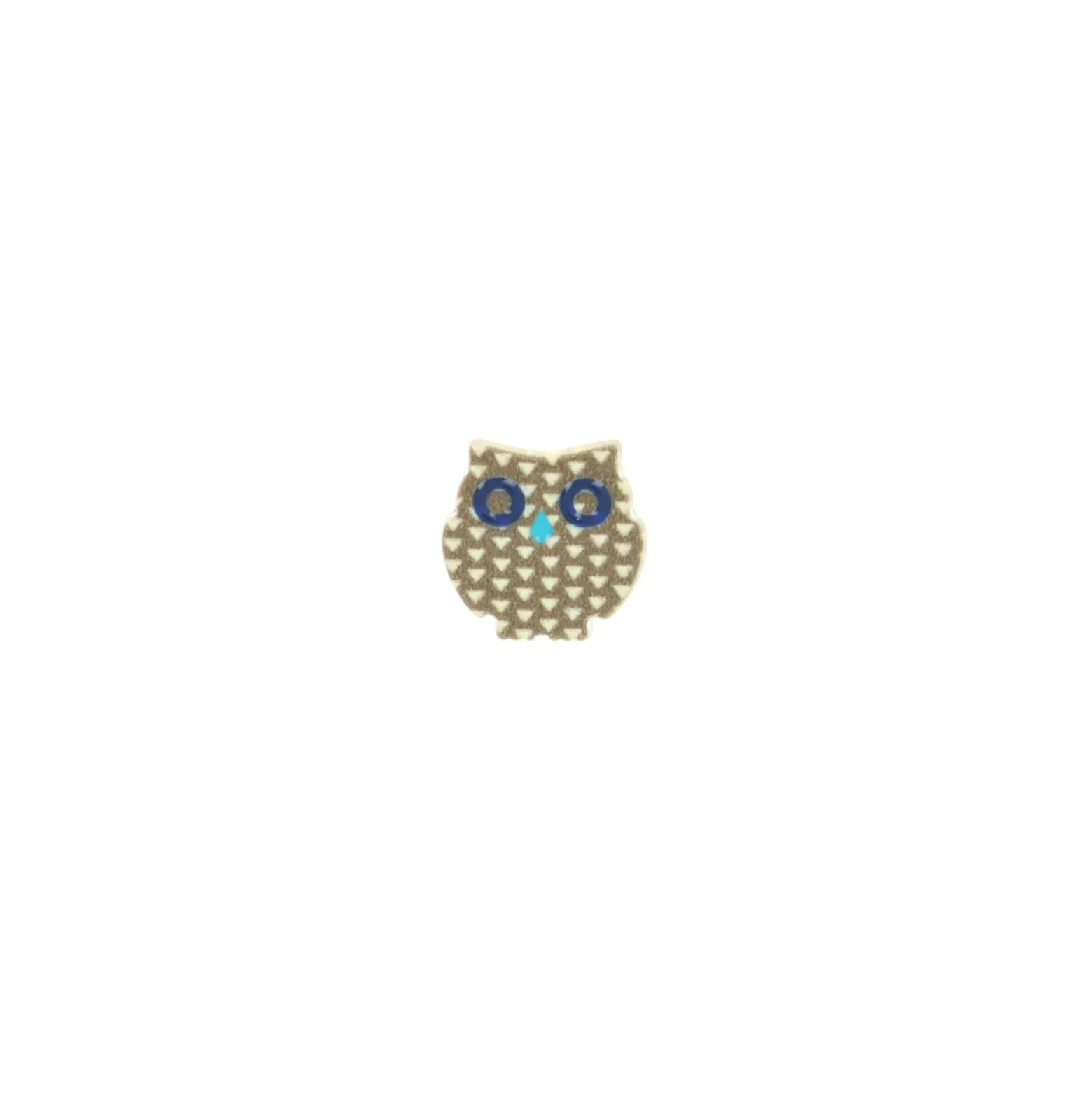 Bouton polyester Coucou hibou 12 mm - beige