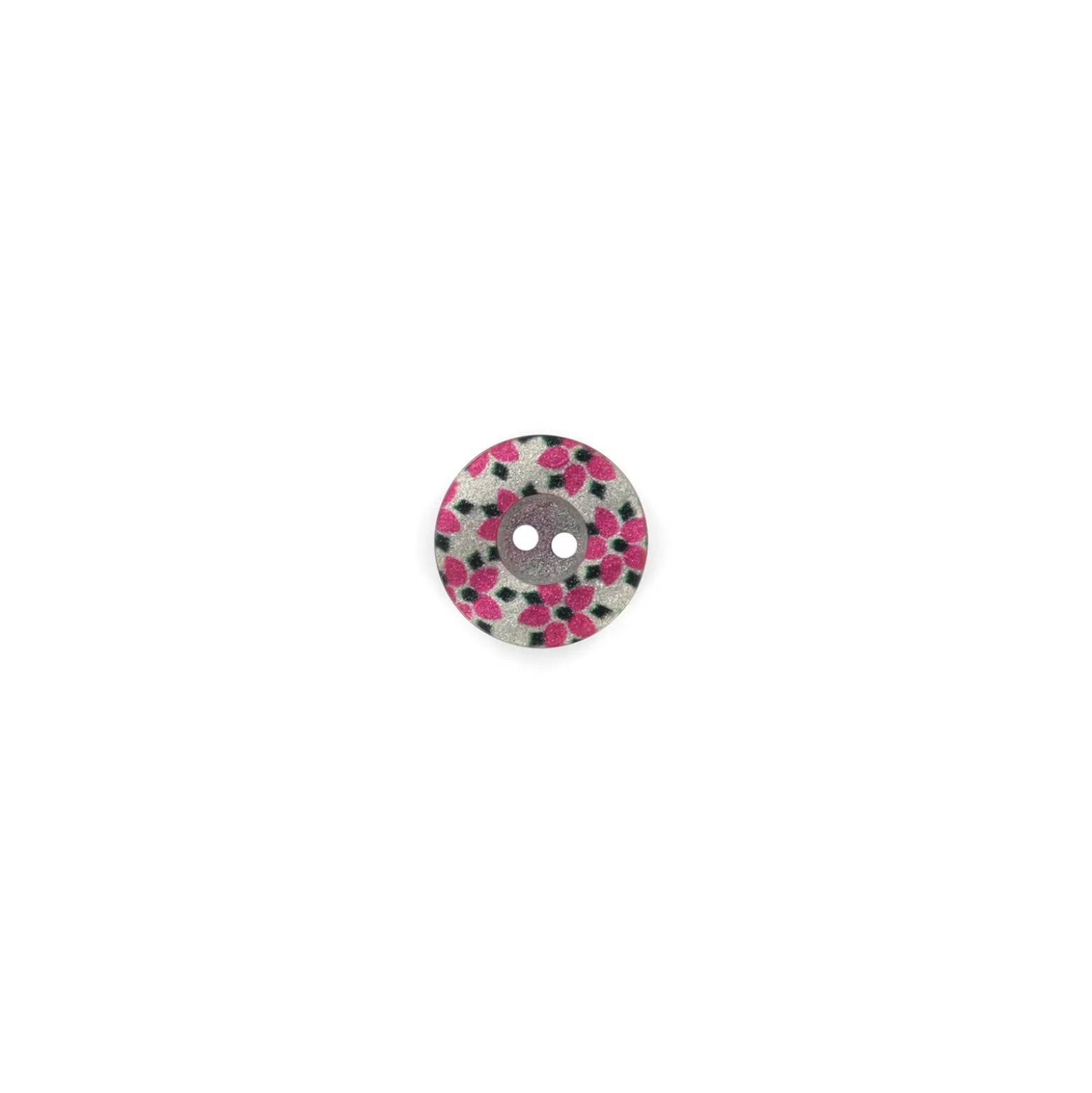 Bouton polyester Fleurette irisée - rose
