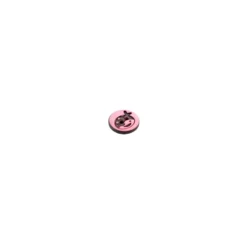 Bouton polyester rond Tête de Pirate - rose