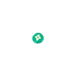 Bouton polyester Tante Emafleur rond vert