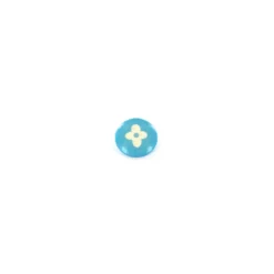 Bouton polyester Tante Emafleur rond bleu