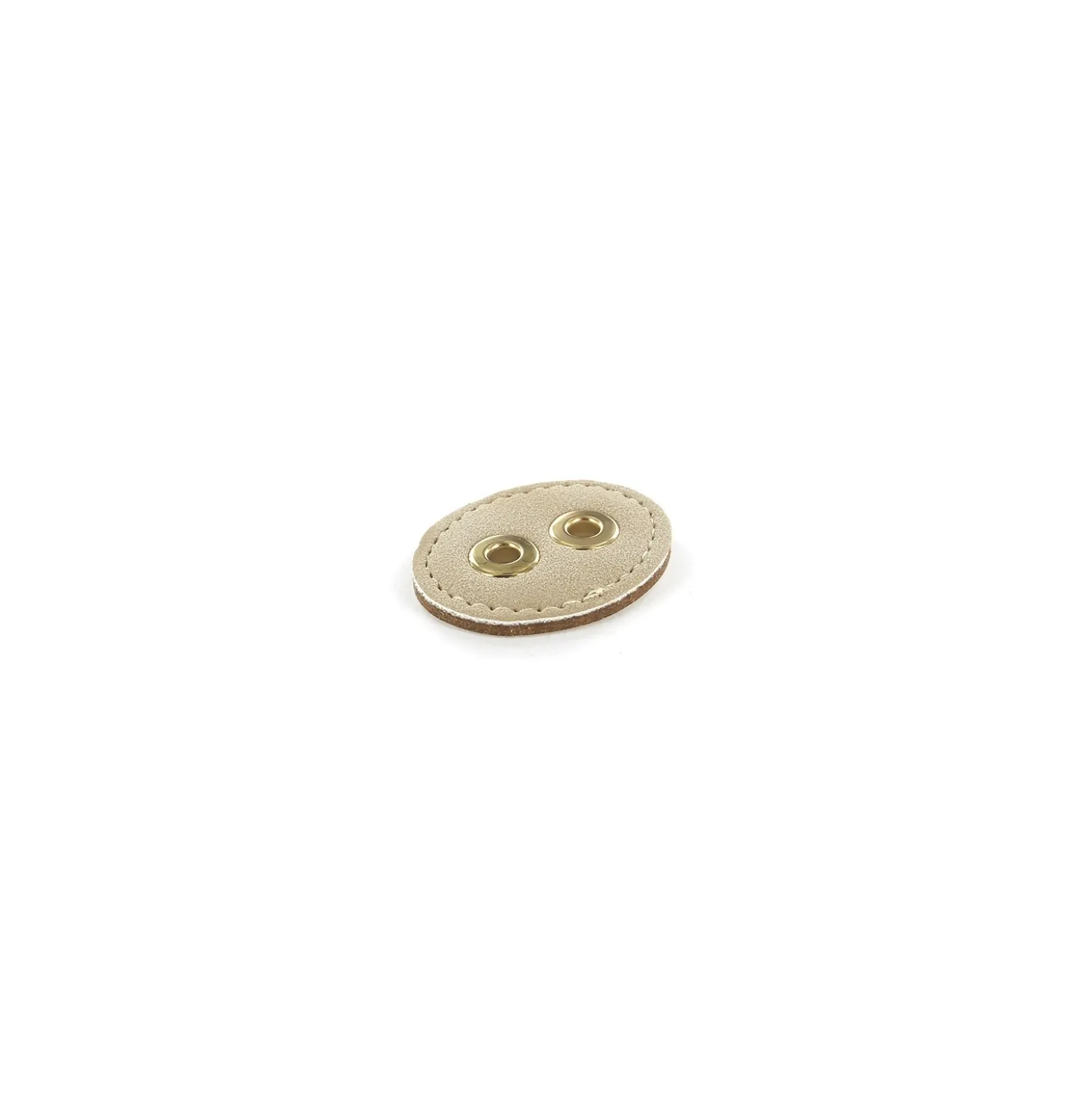 Bouton similicuir 2 trous renfort métal - beige