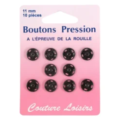 Boutons pression n°11 noirs X10 - Couture loisirs