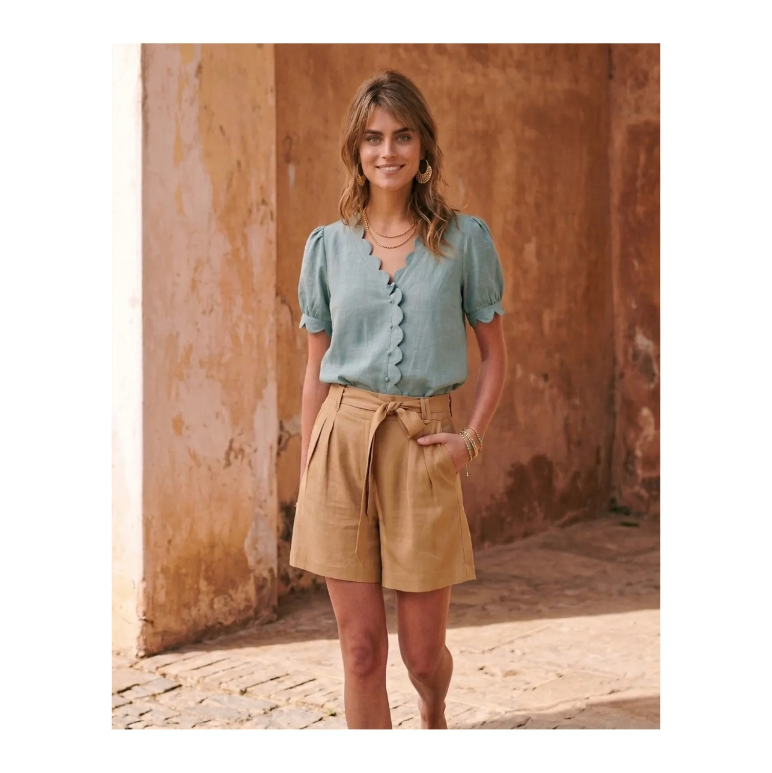 Box couture blouse festonnée - La vie en blouse - sarcelle