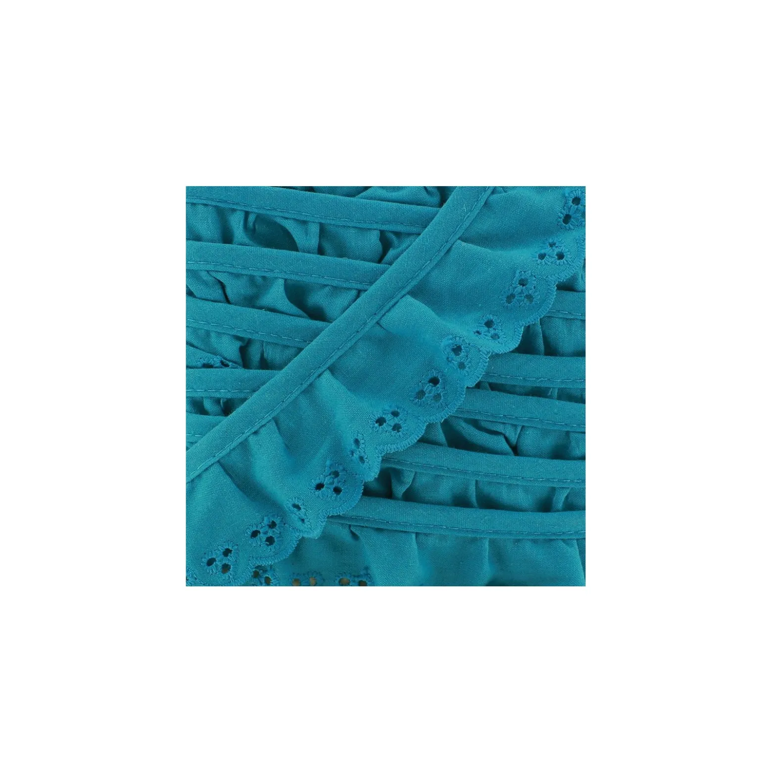Broderie anglaise froncée 35mm - turquoise