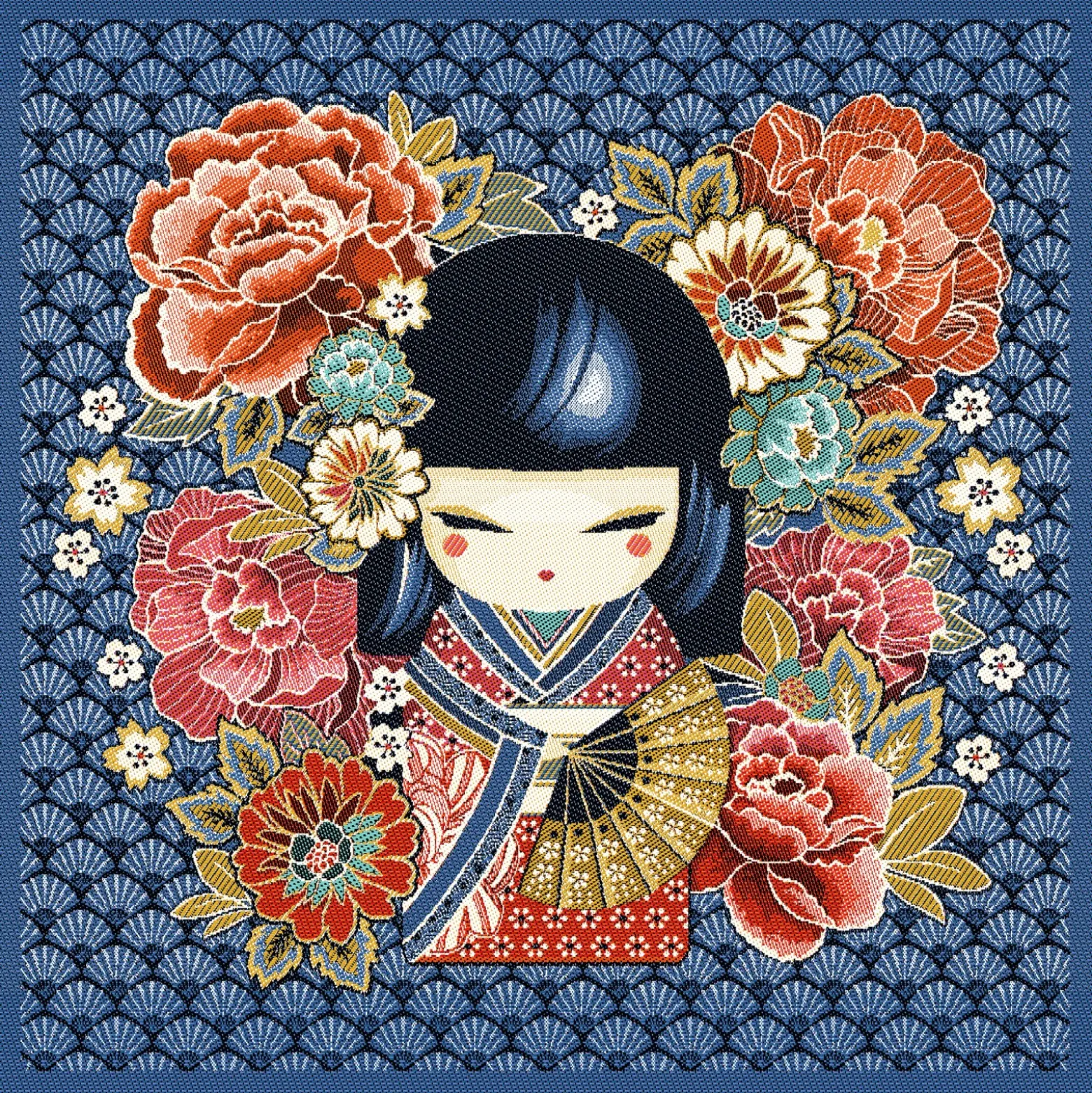 Carré Jacquard Mina - bleu
