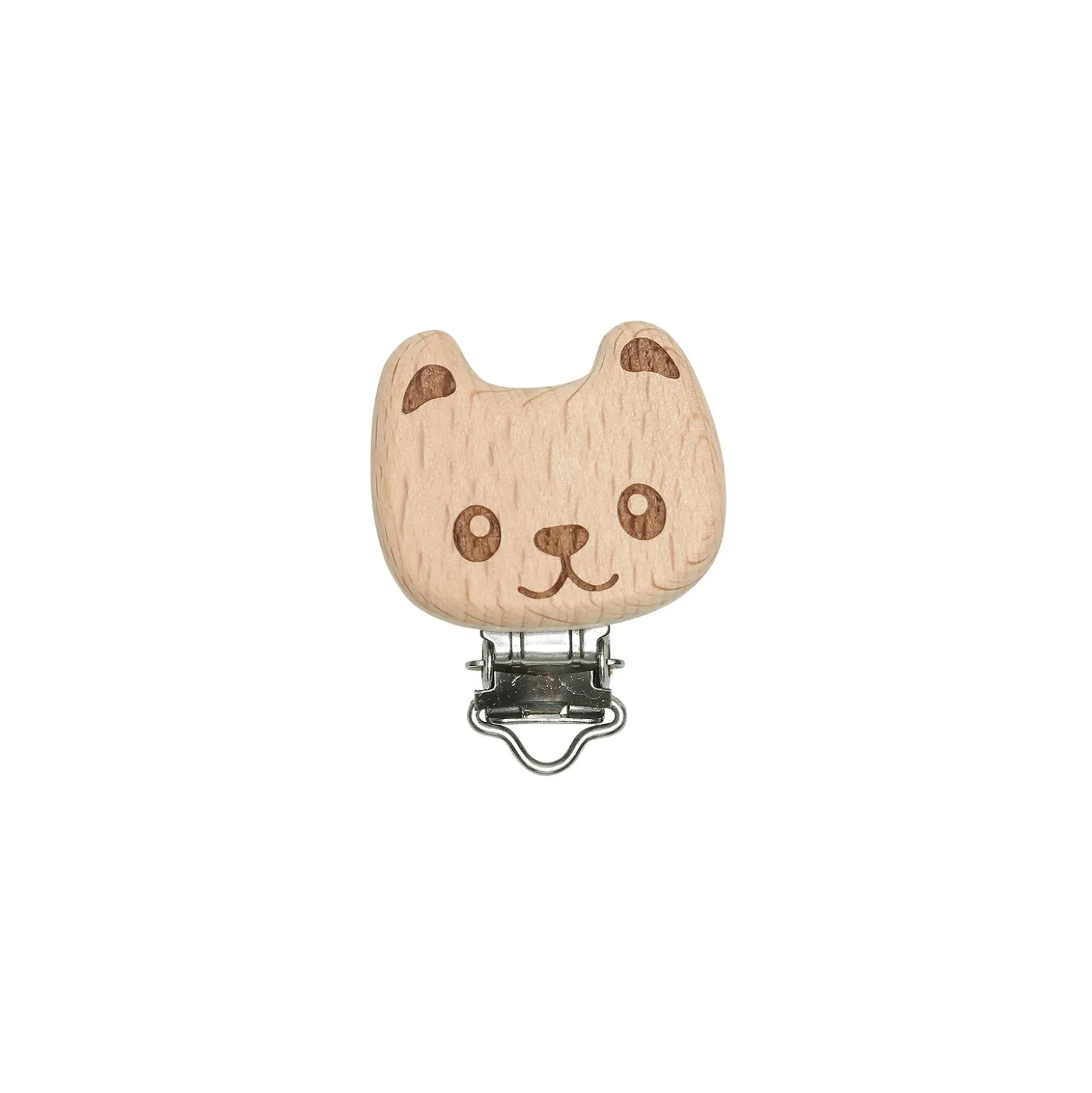 Clip attache tétine bois - ours