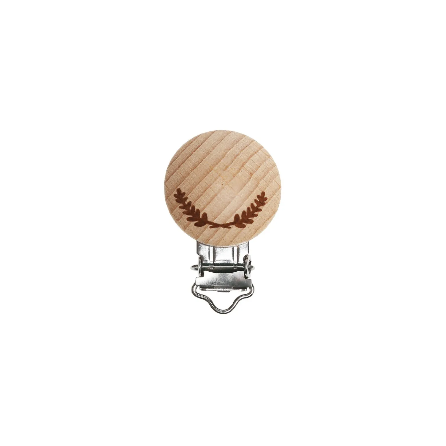 Clip attache tétine rond bois - laurier