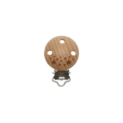 Clip attache tétine rond bois - étoilé