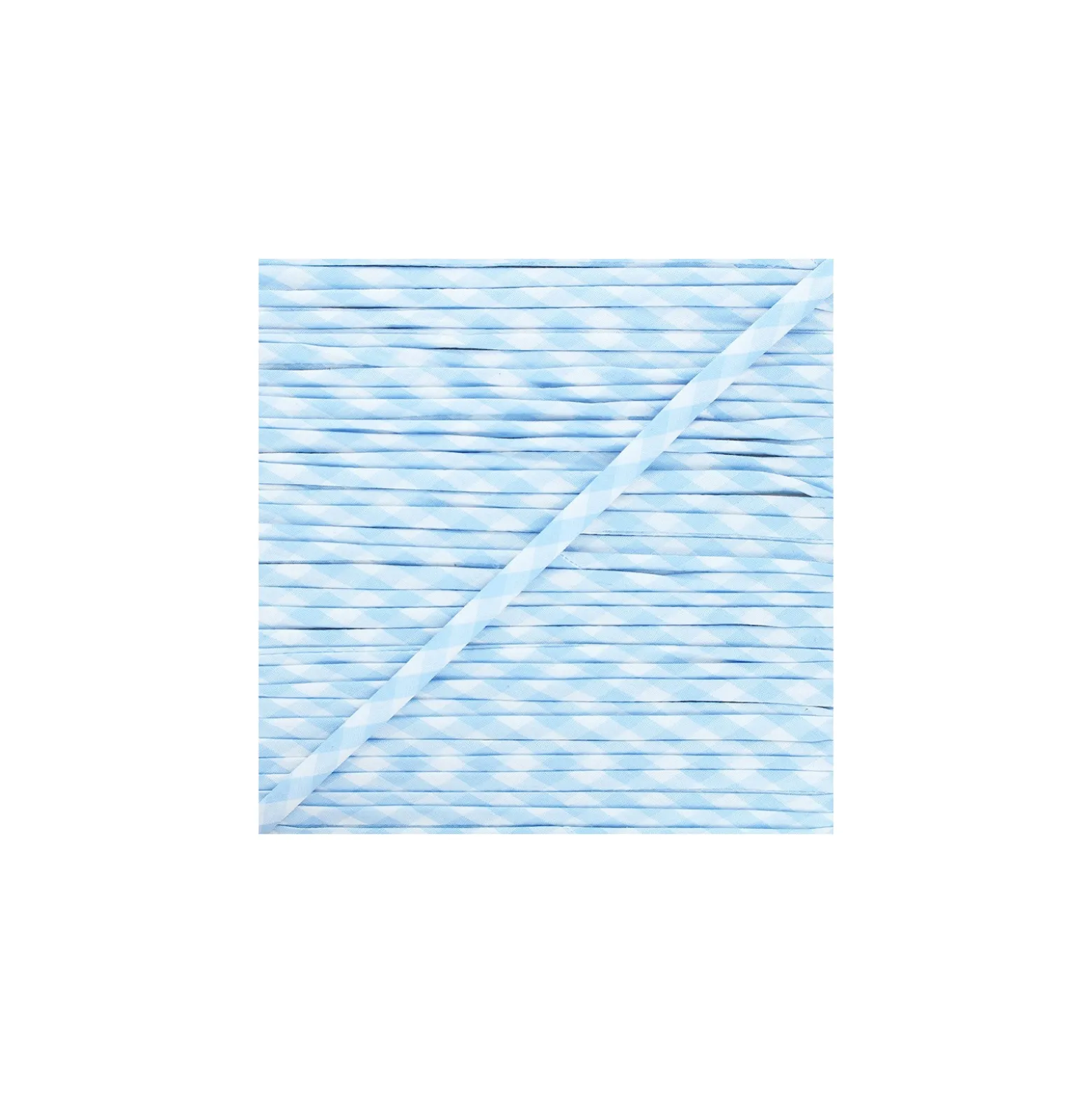 Cordon spaghetti Vichy 7 mm - bleu ciel