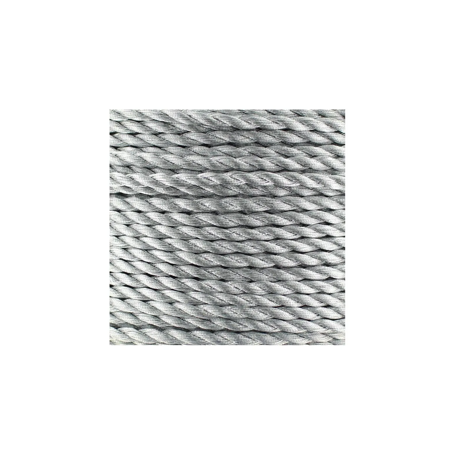 Cordon torsadé métallisé 2 mm argenté