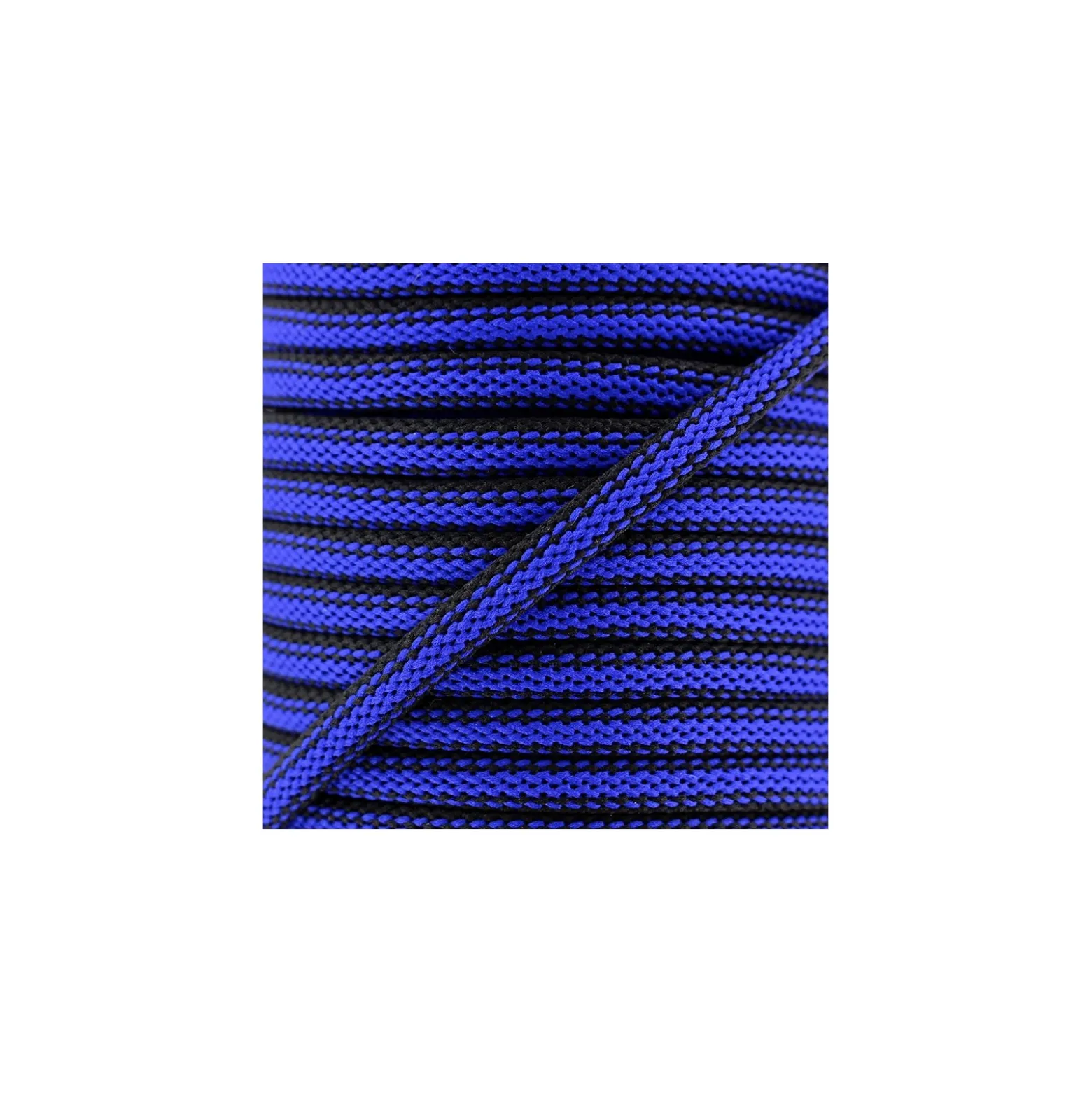 Cordon tressé Bicolore 6 mm - Noir/bleu roi