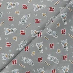 Coupon 100 cm x 110 cm Tissu coton Camelot Fabrics Tom and Jerry Foes forever Tom - gris