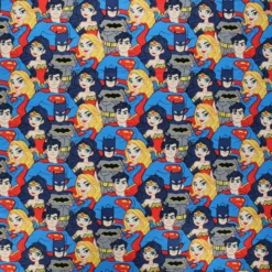 Coupon 100 cm x 110 cm Tissu coton Camelot Fabrics Justice League Stacked Heroes - bleu