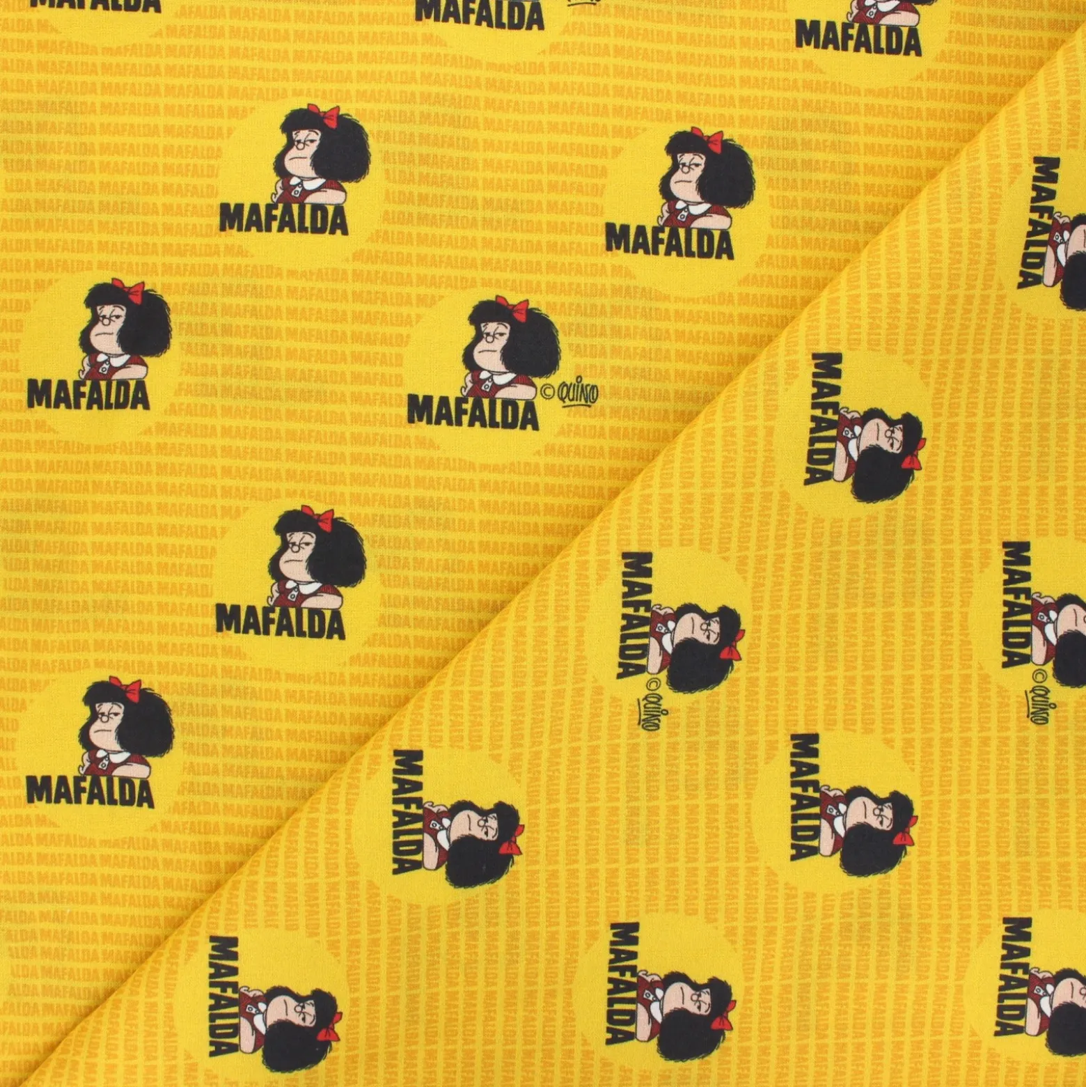 Coupon 100 cm x 140 cm Tissu coton cretonne Mafalda - jaune