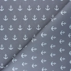 Coupon 10 cm x 150 cm Tissu coton cretonne enduit Poppy Anchor Party - gris