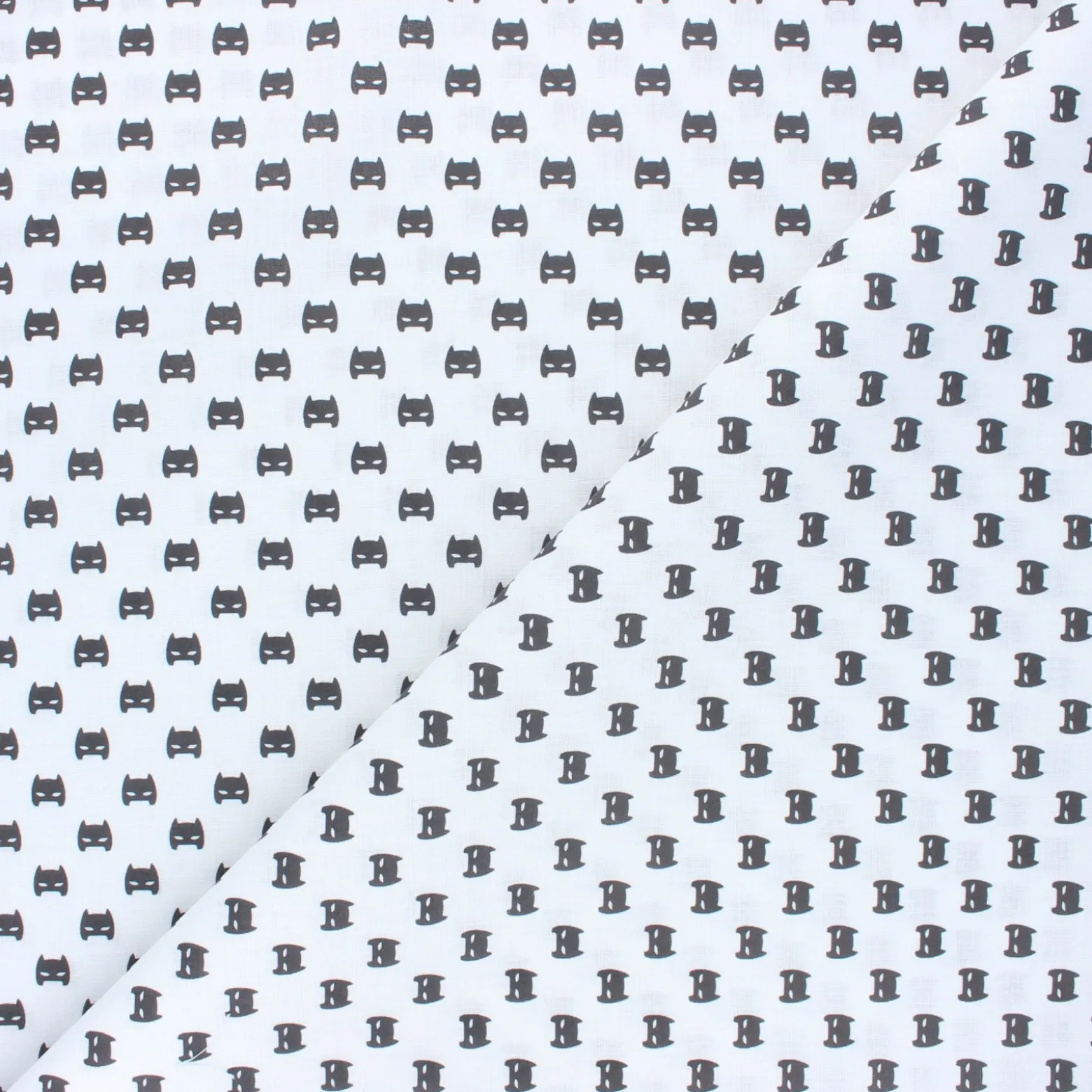 Coupon 100 cm x 145 cm Tissu coton cretonne Bat masks - blanc