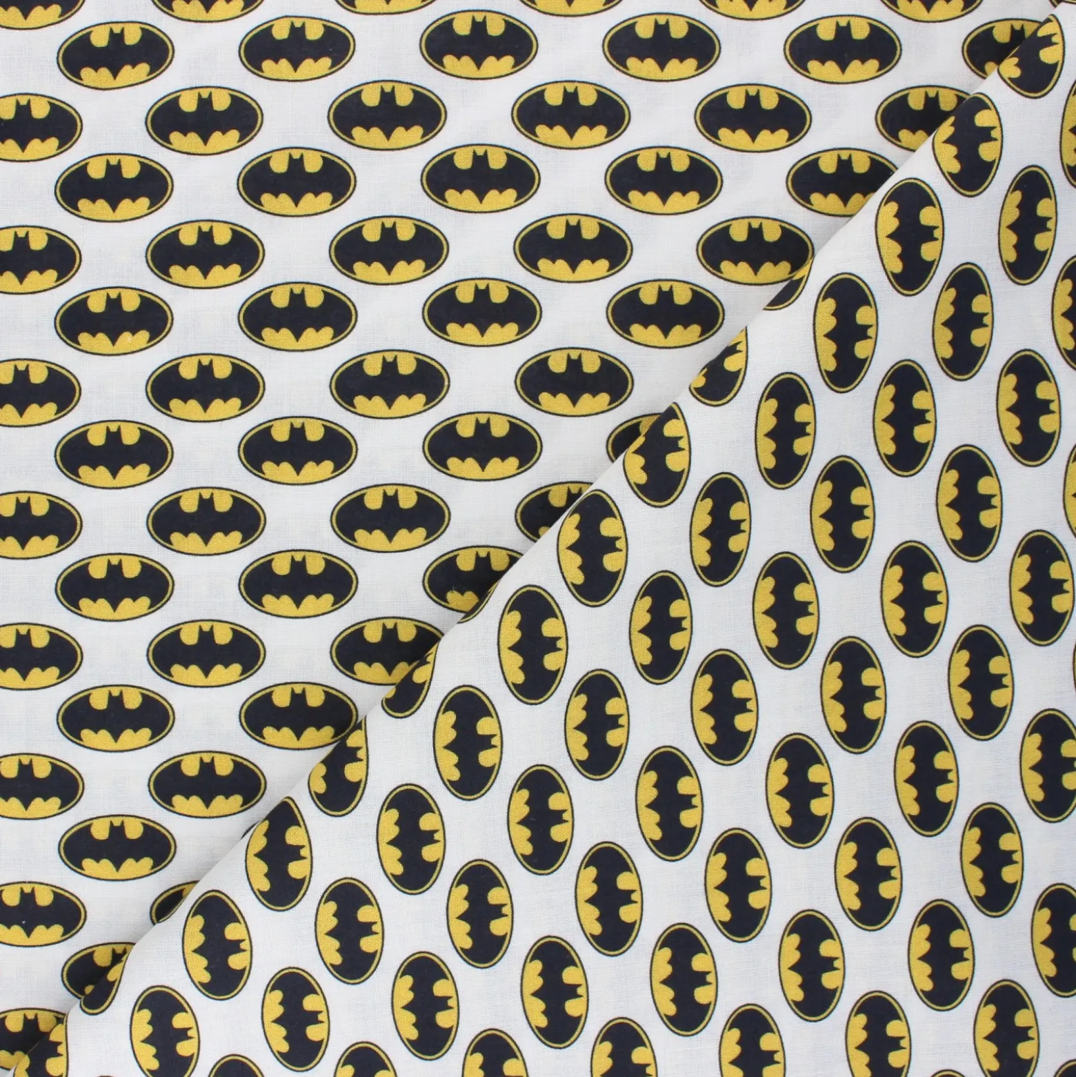 Coupon 100 cm x 150 cm Tissu coton cretonne Batman sign - blanc