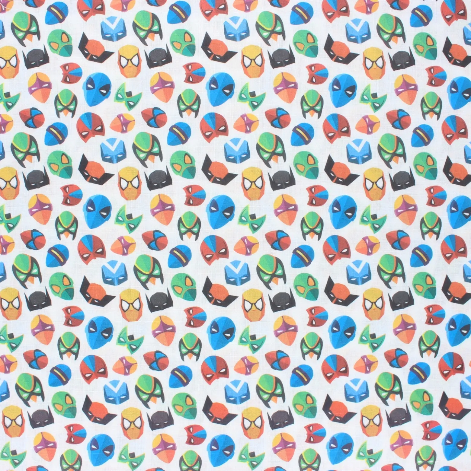 Coupon 100 cm x 145 cmTissu coton cretonne Super masks - blanc