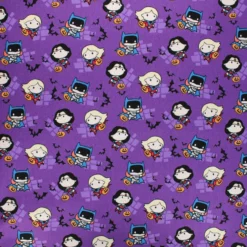 Coupon 100 cm x 110 cm Tissu coton Halloween Girl power Kawaii - violet