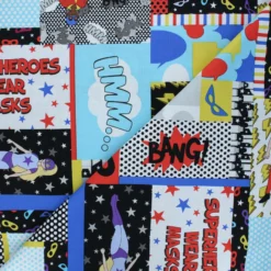 Coupon 100 cm x 110 cm Tissu coton Heroes wear masks - Superhero blocks