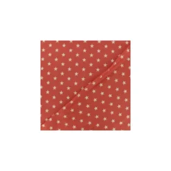 Coupon 100 cm X 140 cm -Tissu coton Popeline Poppy - Etoiles blanches - corail