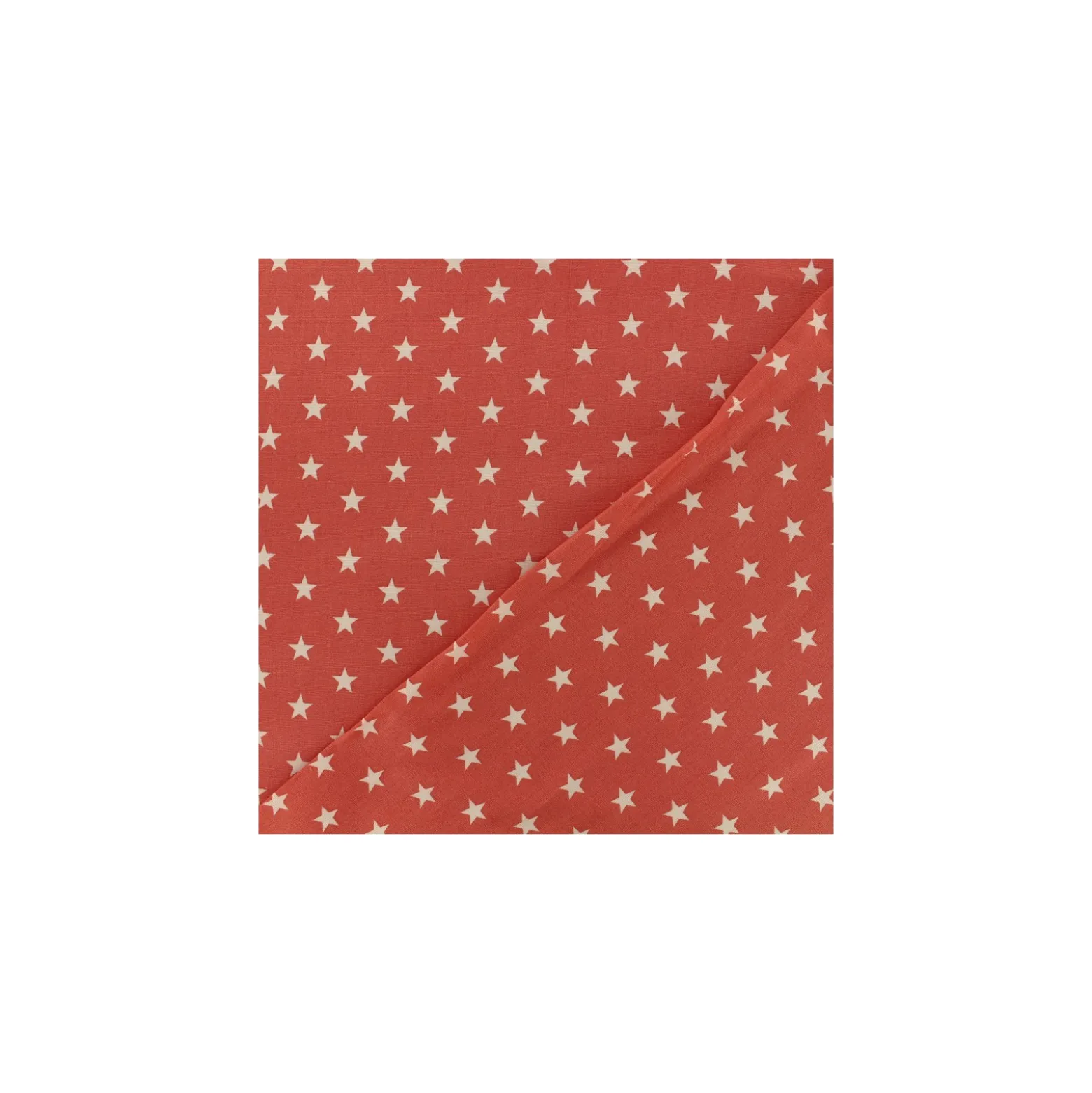 Coupon 100 cm X 140 cm -Tissu coton Popeline Poppy - Etoiles blanches - corail