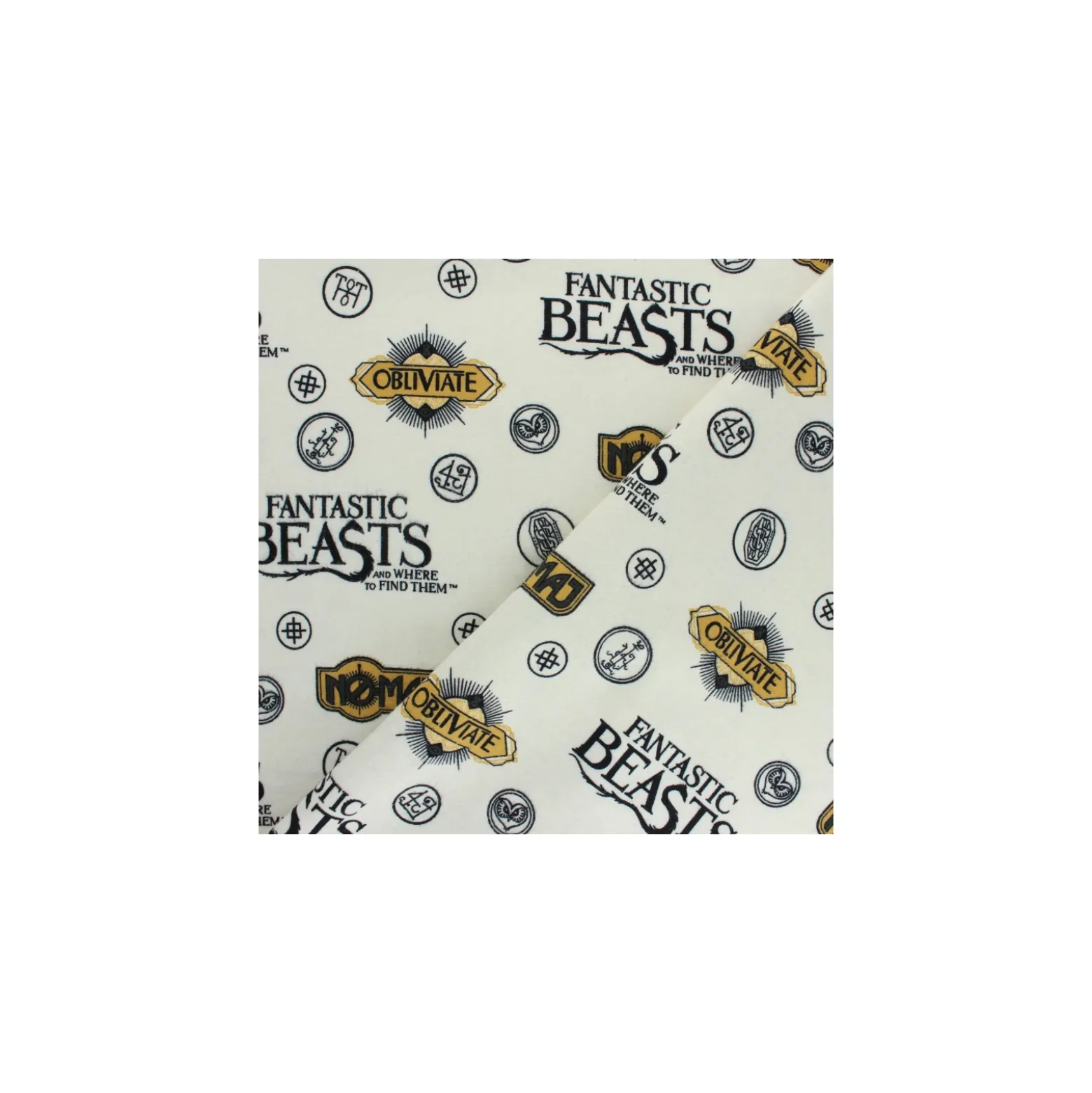 Coupon 100 cm x 110 cm Tissu Flanelle Fantastic Beasts - écru