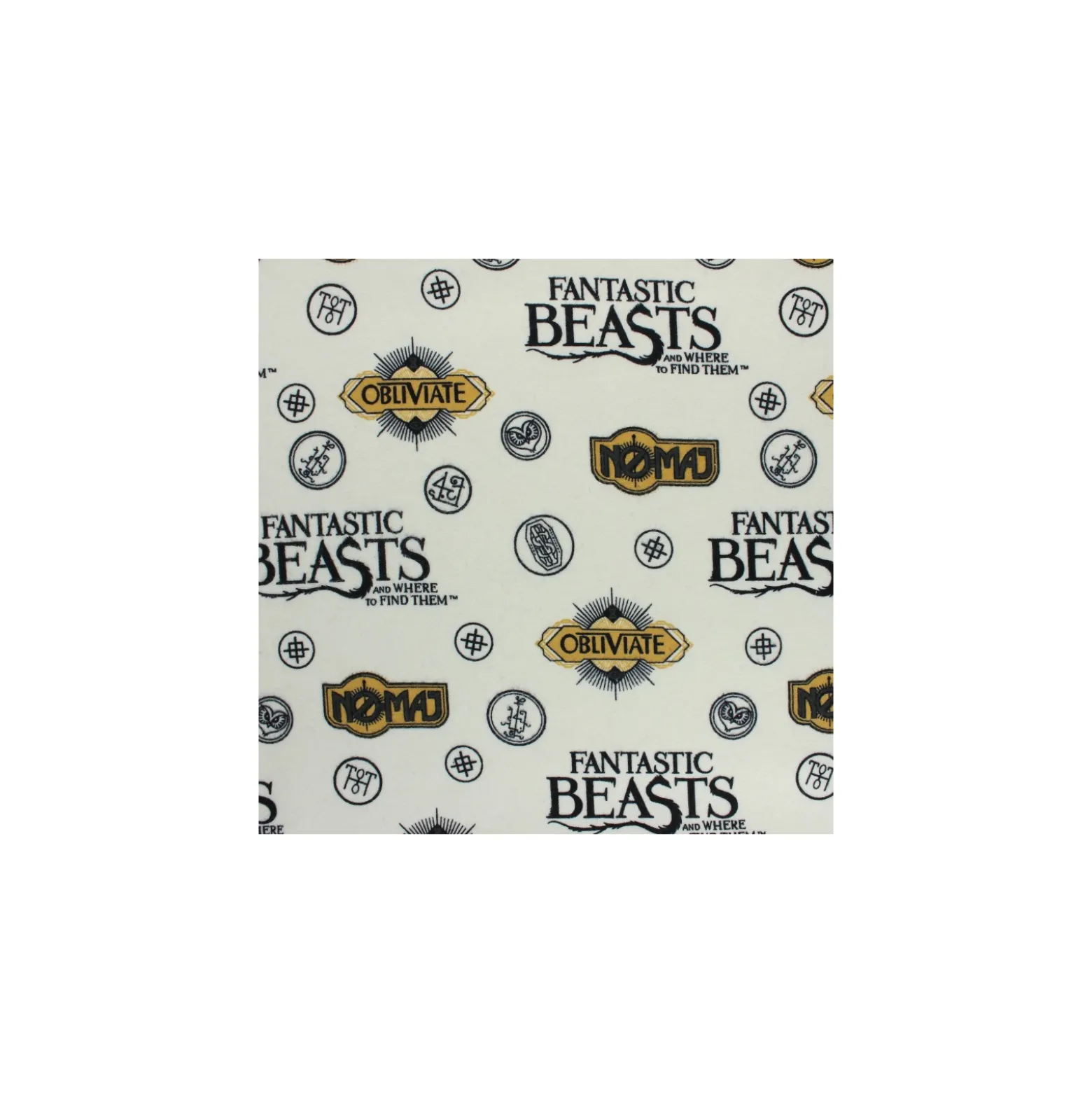 Coupon 100 cm x 110 cm Tissu Flanelle Fantastic Beasts - écru
