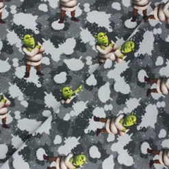 Coupon 100 cm x 140 cm Tissu french terry Camo Shrek - gris