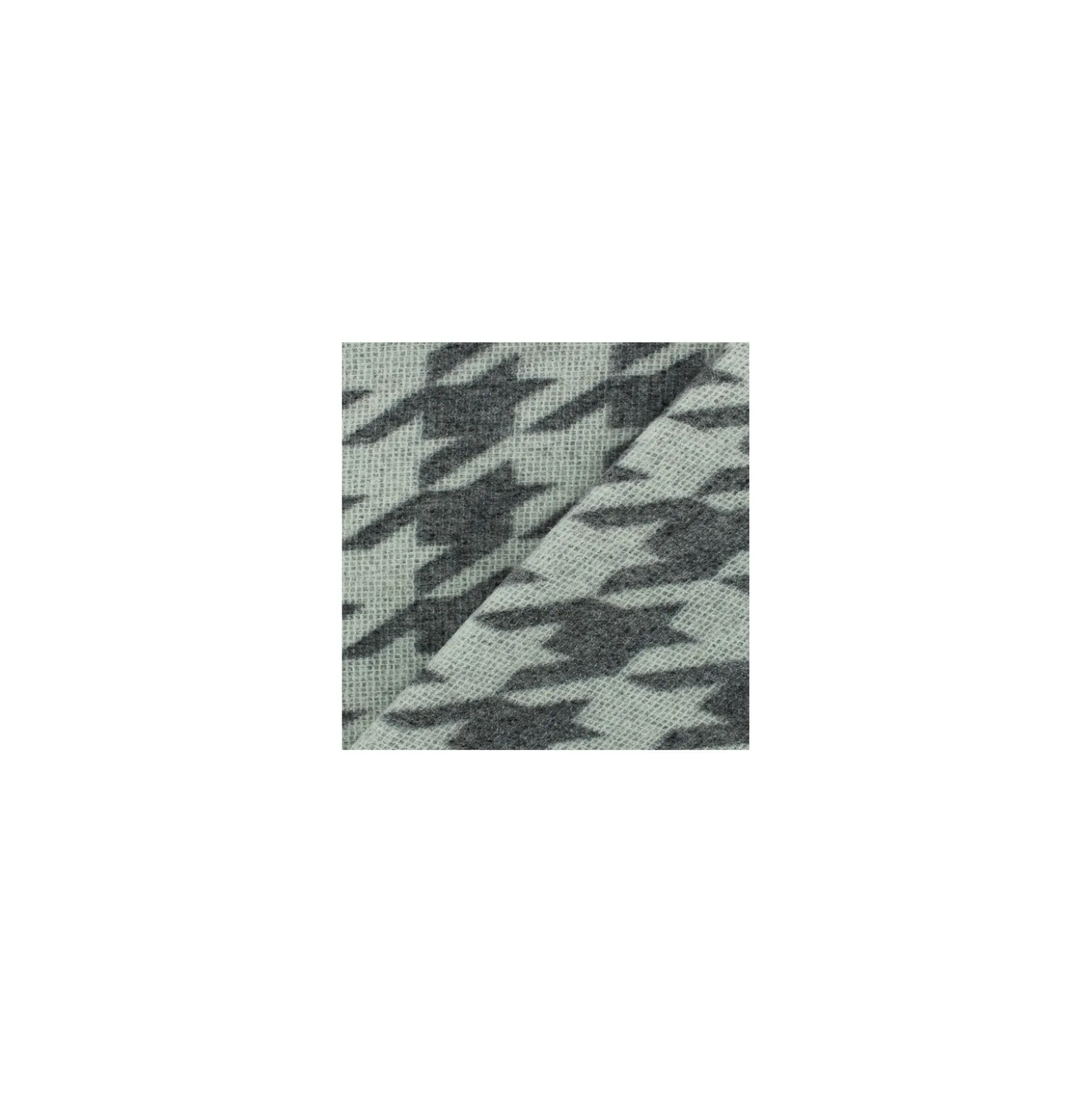 Coupon 100 cm x 150 cm Tissu lainage Pied de poule - gris chiné/blanc