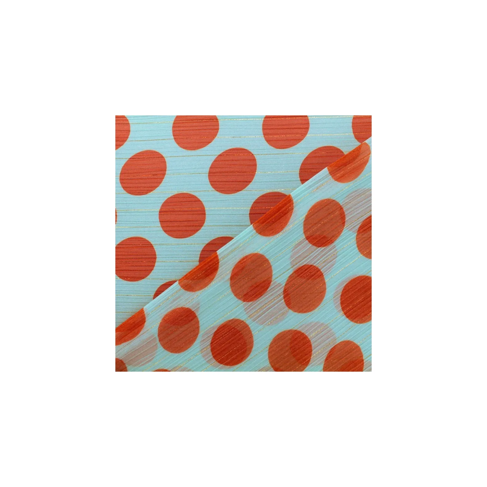 Coupon 100 cm X 150 cm- Tissu mousseline big dot - orange et bleu