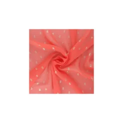 Coupon 100 cm x 145 cm Tissu Mousseline lurex Happy - corail