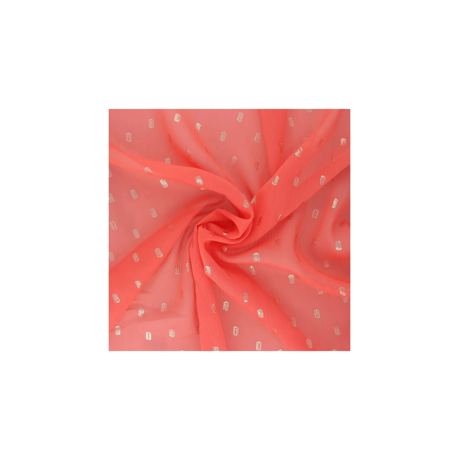 Coupon 100 cm x 145 cm Tissu Mousseline lurex Happy - corail